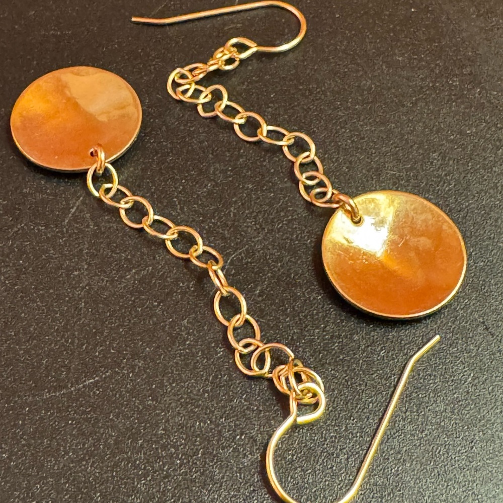 Vintage Gold Dangle Disc Earrings
